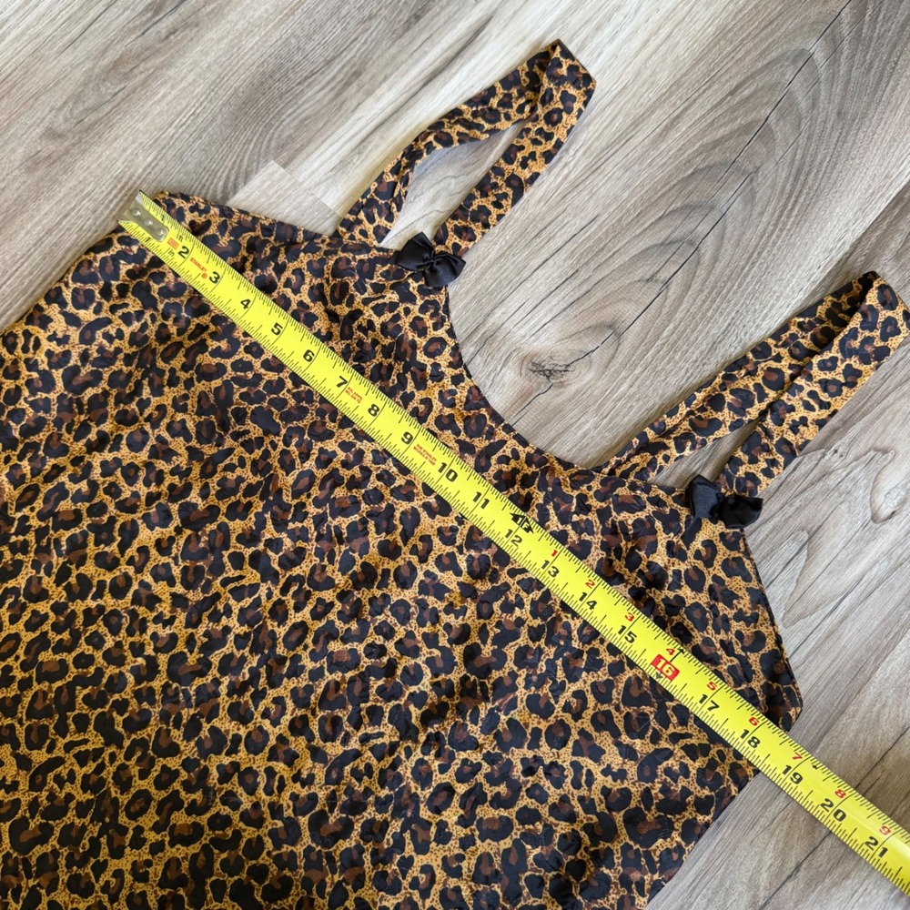Vintage Leopard Print Satin Slip Dress Animal Pattern Bow Straps Mobwife M - Picture 5 of 5